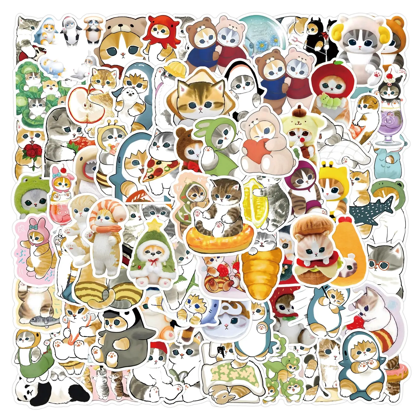 55-110 Cute Cartoon Cat Stickers, Waterproof Decorative Stickers for Journals, Stationery, Water Bottles, Computers, Fun & Durable