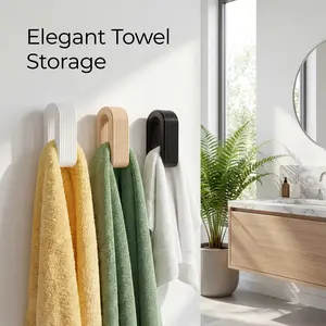Fashionable Bathroom Automatic Lock Gravity Towel Rack, Japanese Minimalist Wall-Mounted, No Drilling Dual-Sided Tape, Bath Towel Storage
