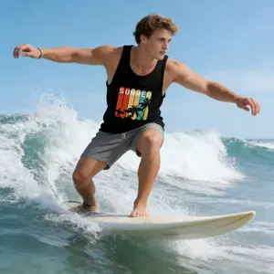 Hawaiian Style Letter Graphic Tank Top Sleeveless Shirt | Gym Workout Casual Summer Menswear Tops, Fit Unisex Ideal Holiday Vacation Wear