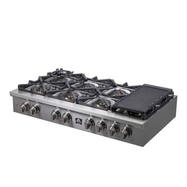 FORNO Spezia 48" Gas Rangetop with 8 Sealed Burners in Stainless Steel