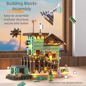 New Building Model Fisherman Hut Brick Construction Set, Romantic Creative Space Decoration, Perfect Holiday Birthday Gift, Building Kit
