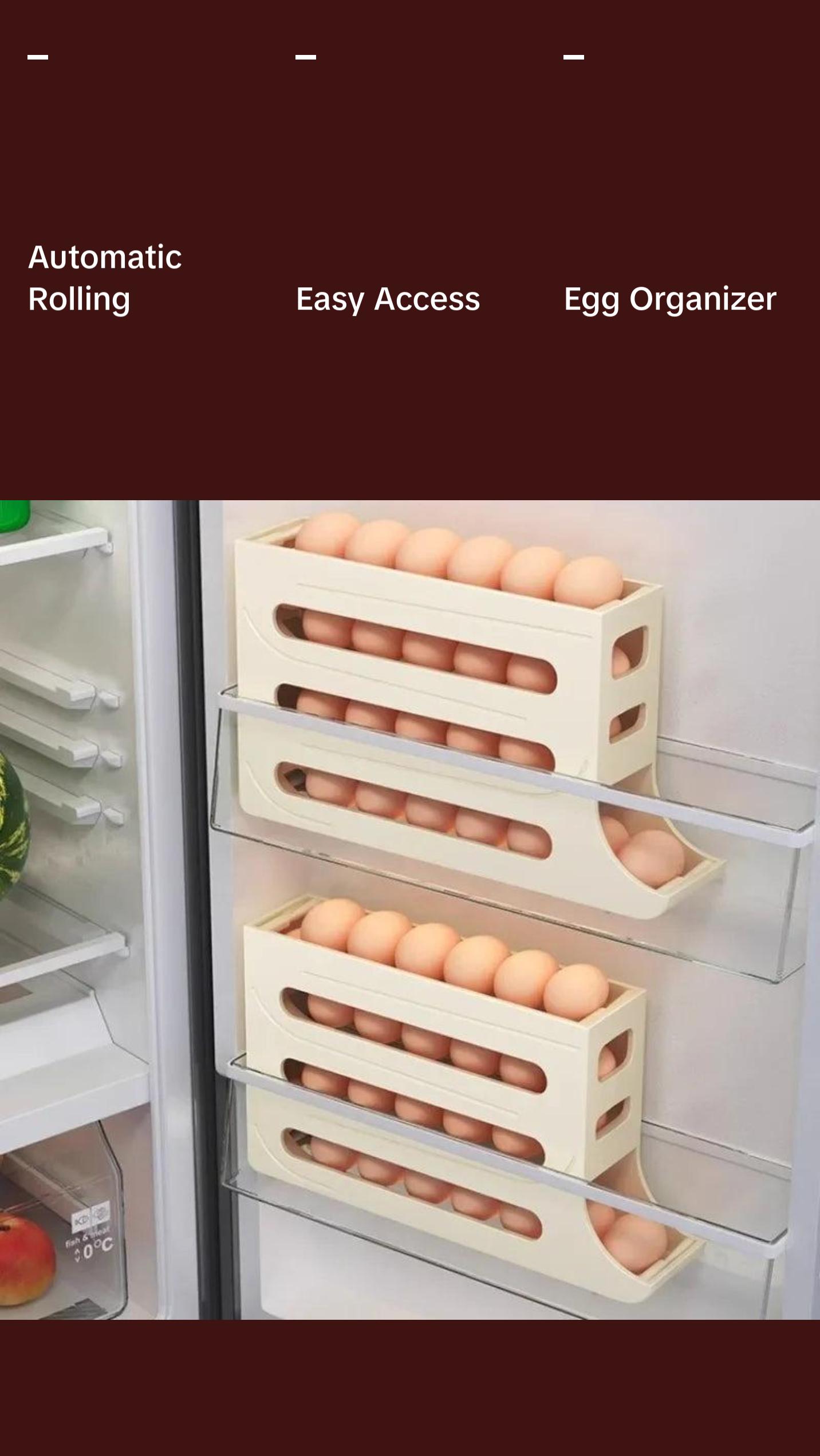 Sliding Egg Storage Container-Convenient Automatic Rolling Boxes Organiser