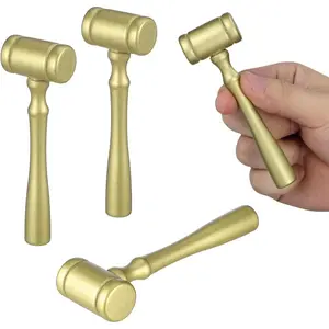 4PCS Mini Gold Wooden Judge Gavel Toy, Courtroom Lawyer Gavels Prop for Halloween Cosplay Party, Justice Lawyer Auction Sale Costume Accessories