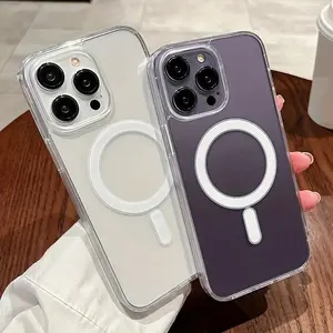 Transparent magnetic phone case, supports wireless charging, durable, classic and stylish - Suitable for Samsung Galaxy S22Plus S23FE S24 ULTRA iPhone 16/15/14/13/12/11 Promax - Phone protective cas Screen Protector Cover Protector