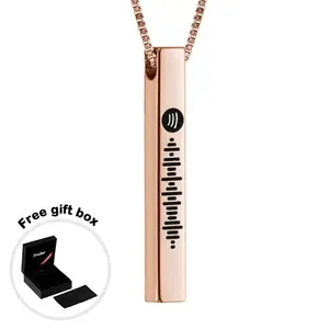 Necklace Jewelry Scannable Spotify Code 3D Engraved Vertical Bar Necklace for Lovers Gifts for Girlfriend