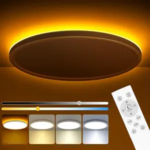 13 Inch LED Ceiling Light with Night Light 1800K, 3000K/4000K/6500K Dimmable Ceiling Light Fixtures with Remote Control, Low Profile Ceiling Lighting for Bedroom Living Room Kitchen-Black