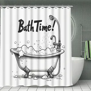 1PC Retro Bathtub Sketch Minimalist with Bubbles and Shower Design, Bathroom Decor, Suitable for Holiday Home Accessories, Christmas Decoration.