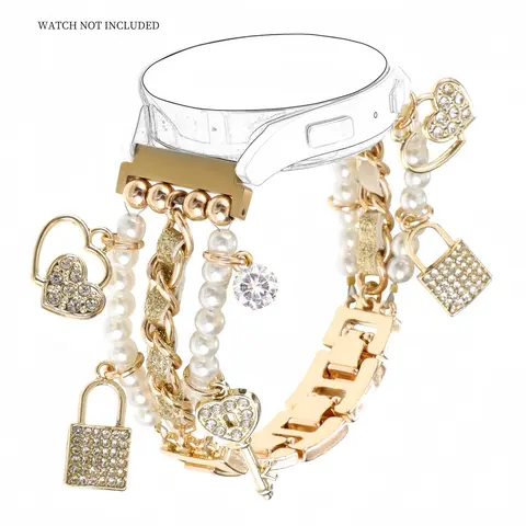 Durable Pearl & Rhinestone Decor Watch Band, Smart Watch Accessories, Smart Watch Replacement Straps Compatible with Samsung Galaxy Watch 7/FE/6/5/4 40/44mm, Watch 6/4 Classic, Watch 5 Pro, Watch 3, Active 2, Smartwatch Strap (Band Only)