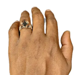 Liveartstudios Hematite Sleek Design Soft Swirl Copper Ring for unisex Fashion Jewelry - Elegant Versatile Grounding Protection Neutralization of Negative Energy