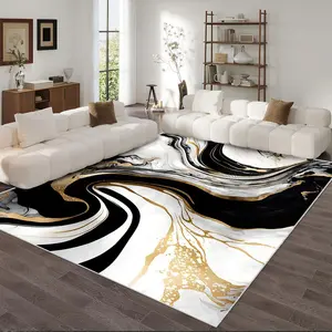 Abstract Marble Pattern Carpet, 1 Count Modern Art Non-slip Floor Mat, Washable Area Rug, Decorative Carpet for Home Living Room Bedroom Dormitory