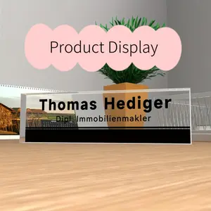 1pc Customizable Acrylic Desk Nameplate for Office - Personalized Professional Desktop Sign with Black Stripe, Artistic Craft Accessory for Office Decor