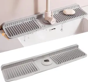 24 Inch Longer Faucet Mat for Kitchen Sink, 5° Slope Fast Self-draining, Kitchen Sink Splash Guard Silicone Sink Faucet Mat Splash Guard Kitchen Sink Area Tidy Splash Faucet Guard Draining Mat