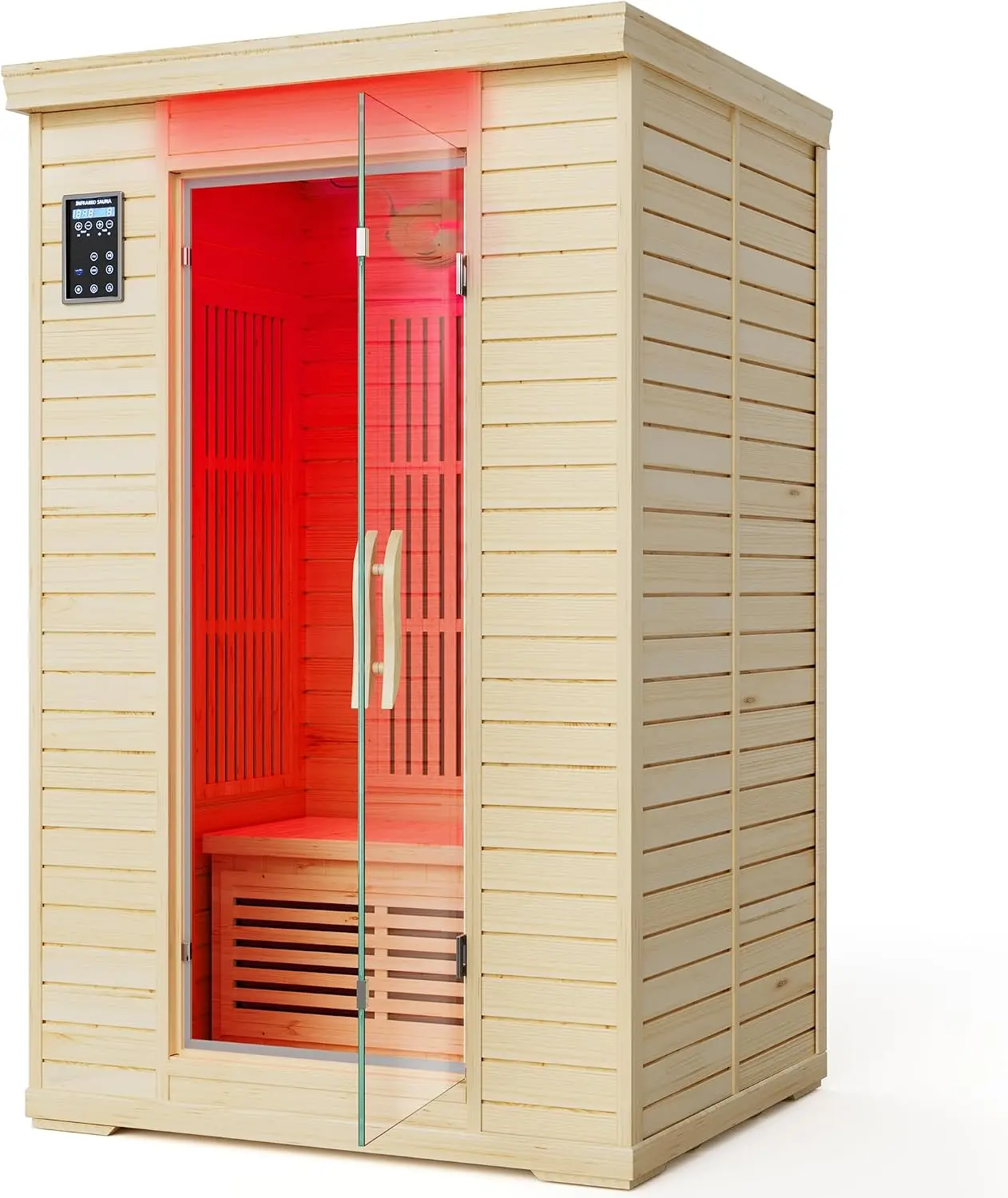 2 Person Far Infrared Sauna: Home Sauna with Red Light Therapy, 2 Bluetooth Speakers, Traditional Sauna with 7-Color Therapy Light, Low EMF Dry Sauna, Indoor Home Spa (48 x 44 x 77Inch)