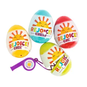 Vibrant Rejoice Whistle-Filled Plastic Easter Eggs - 12 Pc.