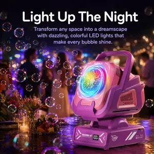 Upgraded Rechargeable Bubble Machine, Remote-Controlled Auto Rotate RGB Lights, 1800mAh 3.7V Lithium Rechargeable Battery, 50ML Bubble Concentrate, 8-10 Years Long Lifespan