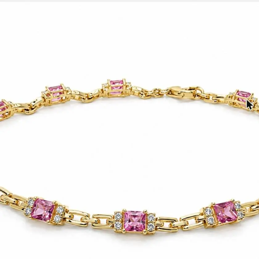 Blush Link Bracelet – 14K Yellow Gold Pink Sapphire & Diamond Bracelet, 7in