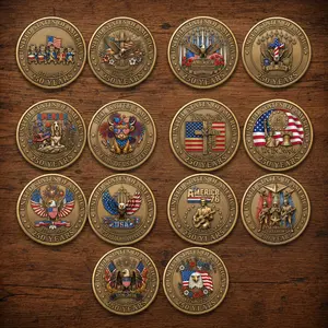 [7 Coins] 250th Anniversary of American Independence Commemorative Coin 1776-2026 Gold Color Metal Challenge Coin Double-Sided Patriotic USA Eagle Liberty Flag Collectible Military Veteran Gift American Bicentennial Celebration Souvenir Made in USA