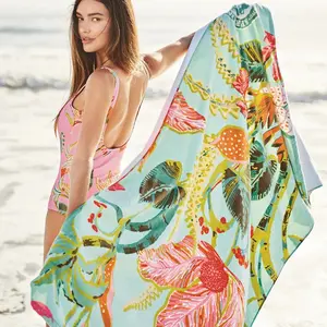 Spartina 449 - Beach Towel Queenie Tropical Floral Sea Foam (Add-On)