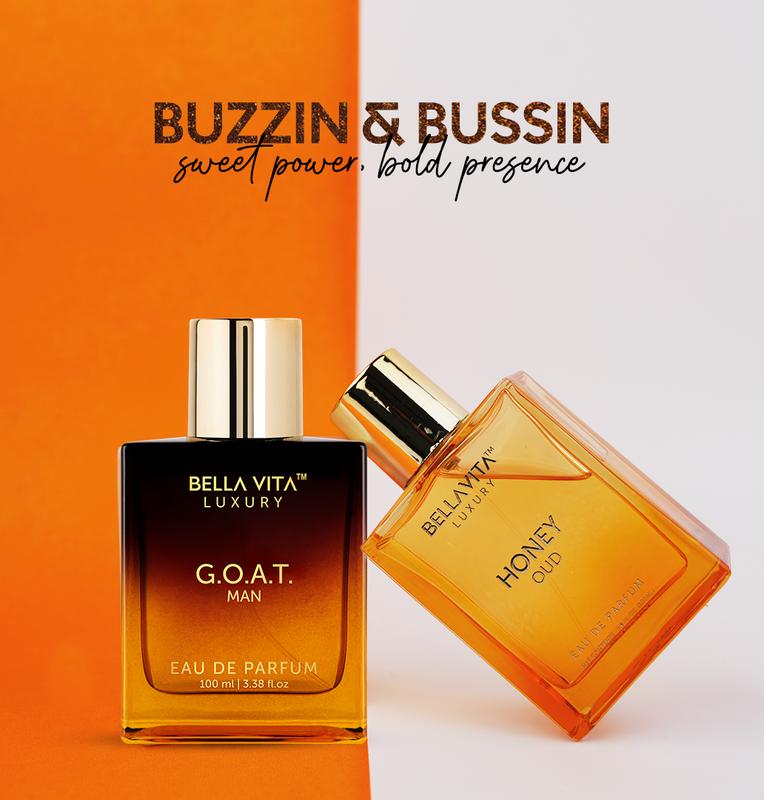 Buzzin & Bussin by Bella Vita Luxury | 2x100ml Perfumes | Honey Oud & G.O.A.T. Man | Perfume for Men & Women | Long Lasting Fragrance | Eau De Parfum