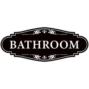 Self-adhesive Cute Waterproof Vinyl Bathroom Sign Sticker, Bathroom Door Decor for Home Office Business Shop, Black