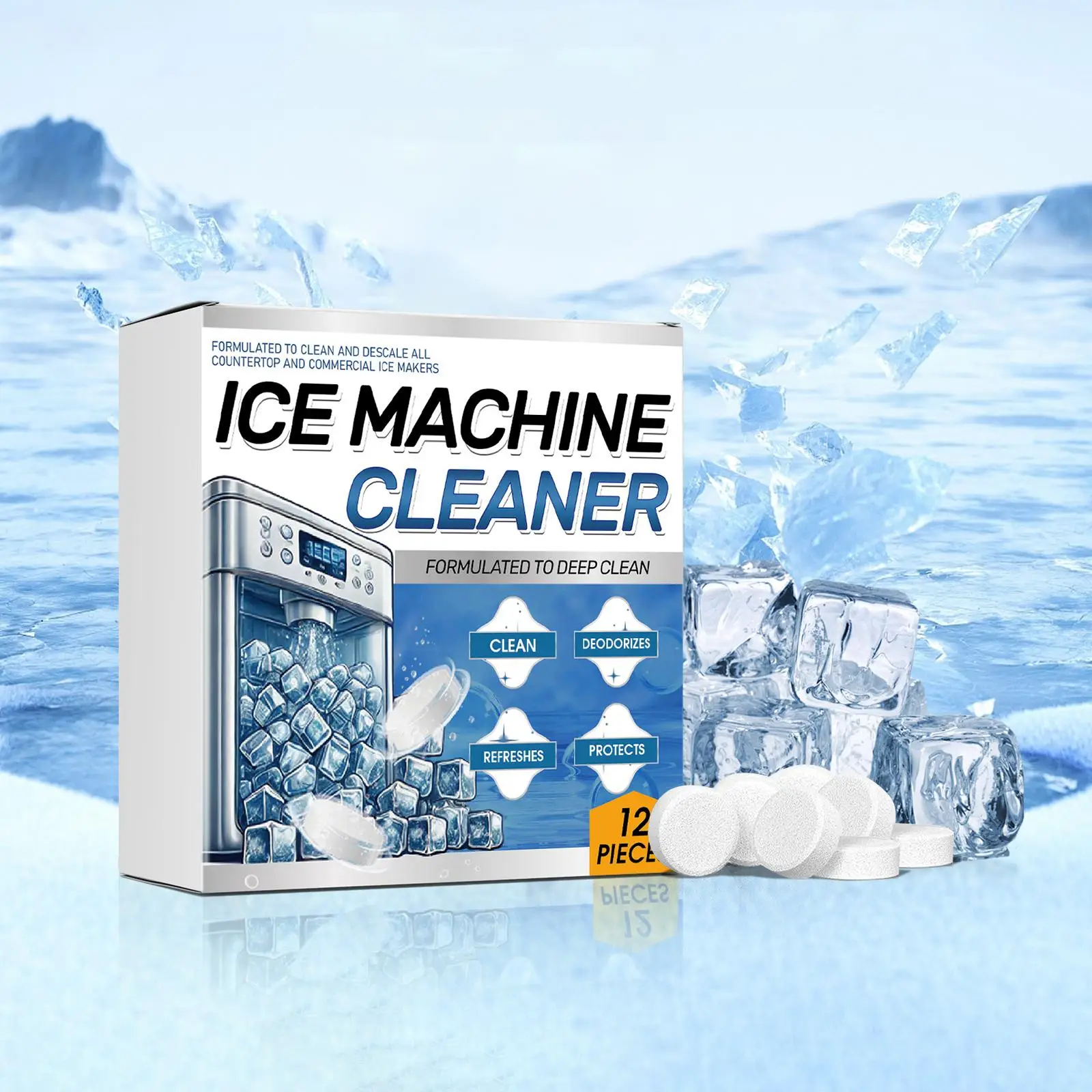 Ice Machine Cleaner, 1/2 Boxes(12pcs/box) Ice Machine Cleaner Tablet, Ice Maker Cleaner, Household Kitchen Appliances Cleaner, Kitchen Accessories, Tr