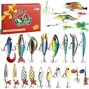 Fishing Advent Calendar 2025, 24 Days Surprise Fishing Lures Christmas Countdown Calendar Tackle Box Christmas Xmas Gifts for Men Teen Boys Adult Fisherman