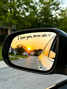4x 'I Love You Drive Safe' Car Rearview Mirror Sticker, Vinyl Text Decal for Women, Romantic Car Mirror Accessories for Girlfriend Wife Boyfriend Husband , Universal Vehicle Decoration,Mother's Day gift (Always follow the instructions before use)