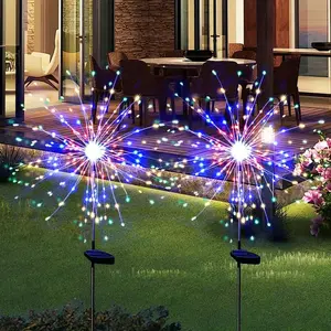 Upgraded Solar Firework LED Decor Lights, 8 Dynamic Twinkle Lighting Modes, Weather Resistant Fairy Landscape Lamp for Wedding, Holiday, Party and Outdoor Yard Decoration