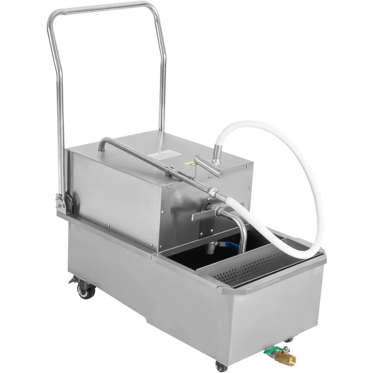 Mobile Fryer Filter 55L/14.53Gal 550W Oil Filter Machine Cart Separator for Commercial Oil Filtration System 110V/60HZ, Portable Frying Oil Filtering System Perfect for Supermarket Restaurant, Silver