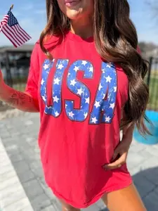 Comfort Colors Usa 250th America Anniversary T Shirt, Distressed Stars 4th of July T-Shirt God Bless America TShirt Patriotic Gift Graphic Tee