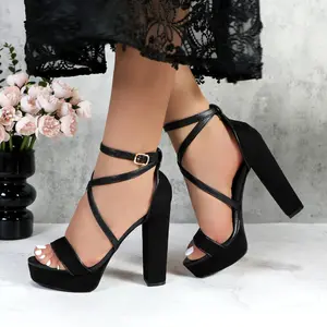 Women's Chunky Block Heel Sandals Square Toe, Ankle Strap, Glitter Perfect for Weddings, Parties, Proms, and Dancing