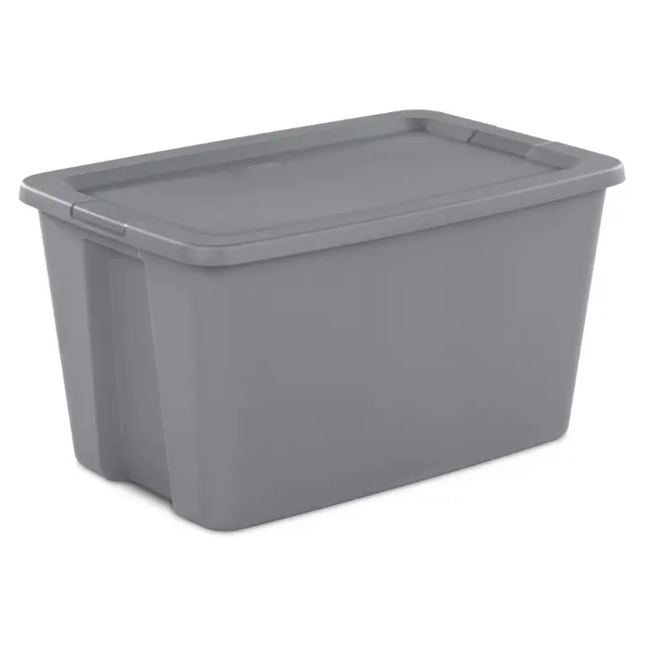 30-Gallon Extra-Large Storage Bin with Snap-On Lid, Gray Plastic Container for Home, Garage & Closet Organization