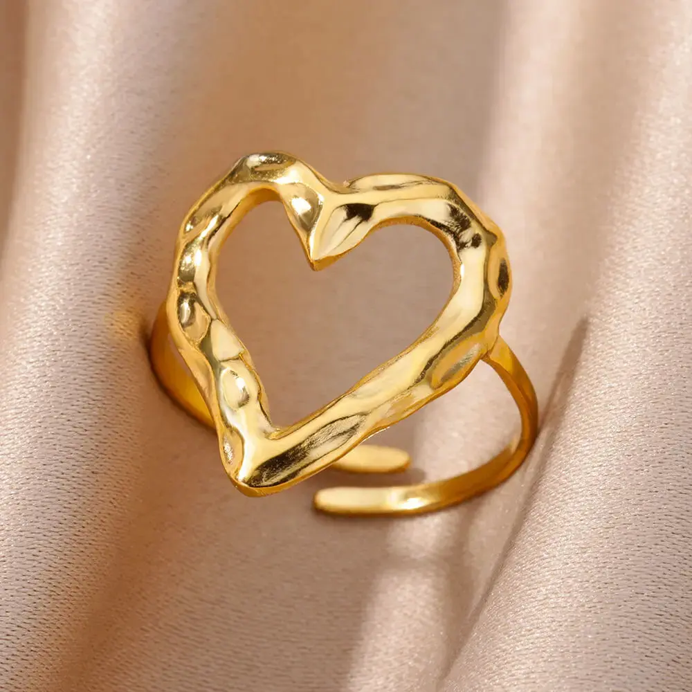 316L Stainless Steel Shell Rings for Women Adjustable Gold Color Little Star Open Rings Female Jewelry Weddings Gifts New Trendy