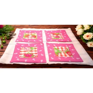 Bright Pink Floral Quilted Mug Rug Coasters - Farmhouse, Country, Cottagecore, Grannycore Gift Idea