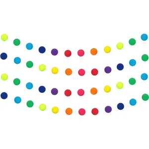 4 Pack 39.4 ft Pride Day Colorful Pom Pom Garlands Decorations with 128 count Rainbow Felt Balls  Garlands for Birthday LGBT Party Tree Ornaments  Wall Supplies