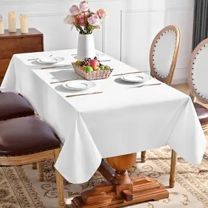 Solid Color Tablecloth, 1 Count Rectangular Tablecloth, Table Decoration Supplies for Home Kitchen Dining Room Wedding Birthday Party, Picnic Table Cover