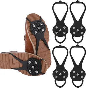 2 Pair Universal Non Slip Gripper Spike, Ice Traction Cleats with Steel Studs Crampon, Walk Traction Cleat, Ice Snow Grips with 5 Steel Studs