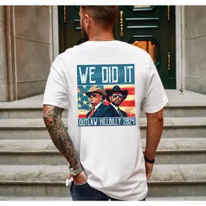 Trump Vance We Did It Outlaw Hillbilly Day Graphic T-Shirt Casual Crewneck Men's Tropical Tropical Shortsleeve Top Print Tropical