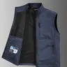【Black Friday】Men's Solid Pocket Zip Up Vest Jacket Gilet, Regular Fit Casual Lightweight Sleeveless Outerwear for Golf, Running, Hiking, Men's Summer Clothes