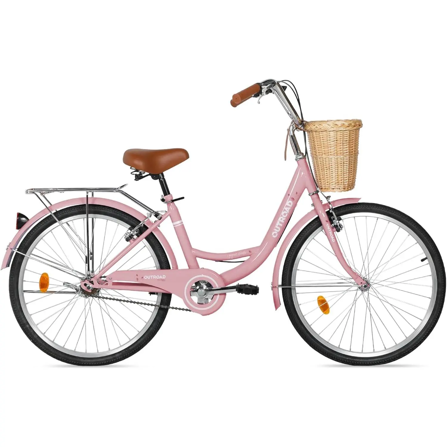 Max4out Beach Cruiser Bike for Adult, 24 & 26 Inch Comfort Bikes with  Rattan Front Basket,