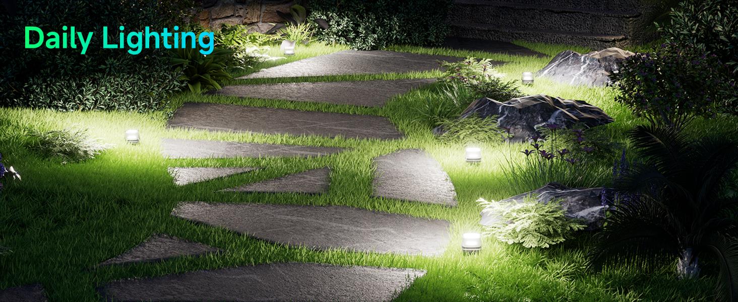 50 ft Smart RGBCW LED Pathway Lights 15-Pack IP67 Waterproof for Pathways Yards Lawns Patios Pool Fences Party Decorations Compatible with Alexa Google Assistant