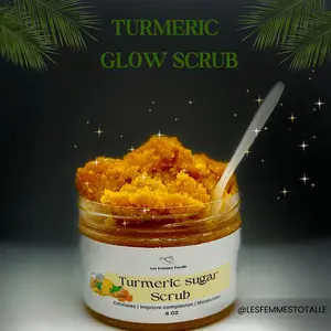 Turmeric lavender & lemon  body SUGAR SCRUB Body Care Acne Brightener Exfoliant Exfoliator Moisturizing Cosmetic Skin Repair Cleanser Cleansing Skin Care