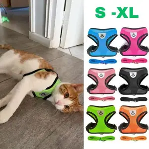 Breathable Mesh Harness & Leash Set for Small Dogs, Puppies and Cats, Adjustable Reflective Vest