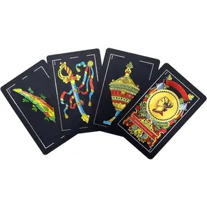 [2 Pack PVC Waterproof] Spanish Playing Cards, Original Spanish Cards Games, Briscas Cards Puerto Rico, Original Spanish Deck of Cards, Mexican Playing Cards Luxury Black-Gold Foil Classic Tarot Journal with Lined Pages Skeletor birthday memory