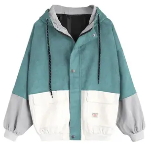 Women's jackets and windbreakers New Autumn Women Coats Corduroy Patchwork Oversize Zipper Jackets Windbreaker Coats And Jackets Women Baseball-Uniform Clothes