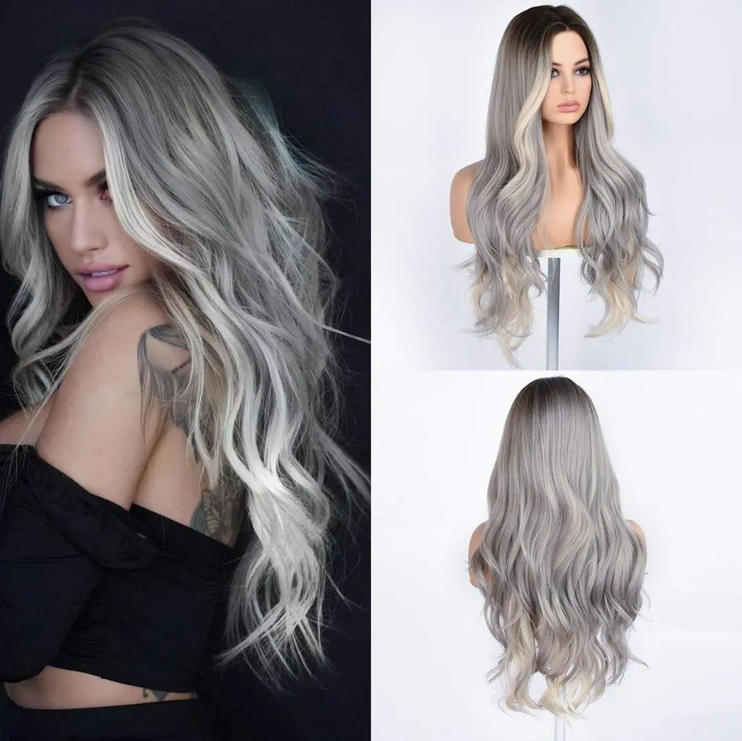SMILCO/30-inch | Gray Loose Wave without Bangs | Highlight/SM1622
