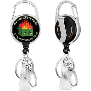 Funny Dumpster on Fire Badge Reel Retractable Heavy Duty with 360°Swivel Carabiner Clip,Cute ID Badge Holder Retractable, Nurse Teacher ID Card Holder Retractable Keychain Name Badge Clip