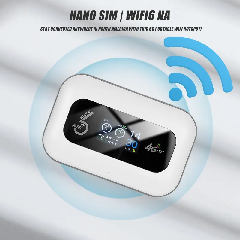 Portable 4G LTE WiFi6 Router with SIM Card Slot and LED Digital Display Offering Fast Internet Up to 286Mbps with Multi Device Support and 3000mAh Battery Great for Travel Vacation Road Trips Camping Outdoor Work Remote Jobs and Family Internet Needs