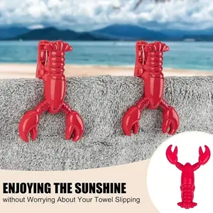 4pcs Red Lobster Clip, Beach Towel Clip, Multi-Purpose Clothespin
