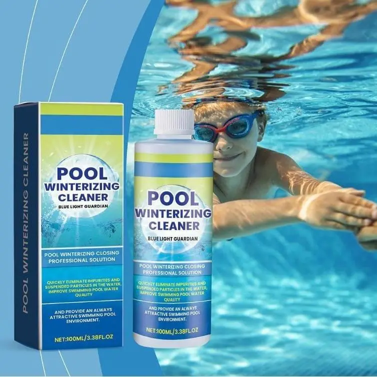 Homonth Pool Closing Clarifier 3.38oz, Winterizing Pool Cleaner for Inground and Above Ground Swimming Pools. Pool Water Treatment Solution for Improving Water Clarity, Seasonal Closing, Winter Maintenance and Spa Care. Blue-White Bottle, 1-Pack